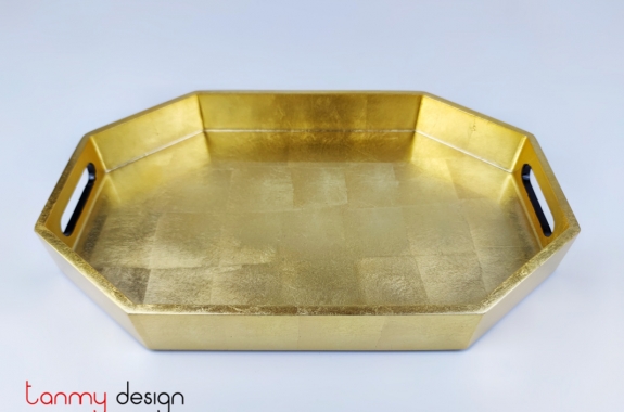 Small gold octagonal lacquer tray 20*32cm